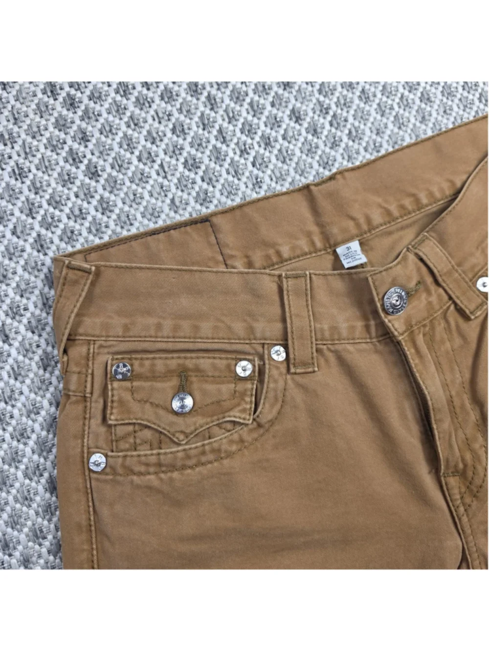 True Religion Section Straight Jeans Mens 31 Brown Tan Cotton Casual Y2K